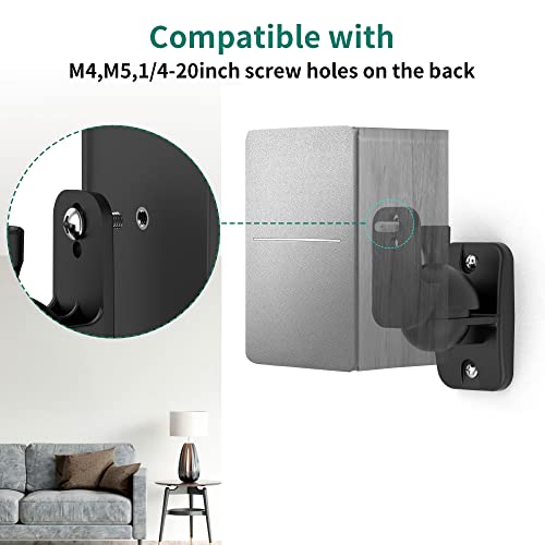 Speaker Wall Mount Brackets - Surround & Bookshelf Speaker Wall Mounts Kit, Holds up to 8 lbs, 2 Pack, Black - color: 2P-Black
