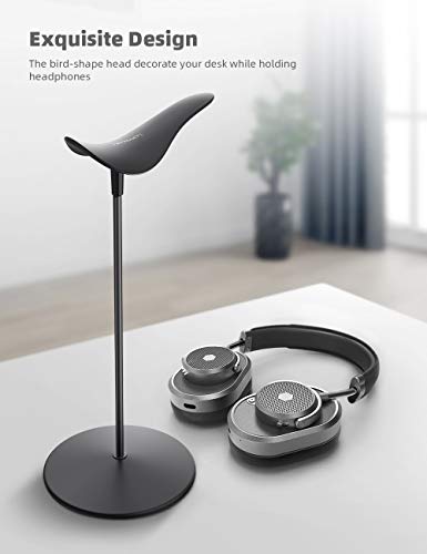 Lamicall Headphone Stand Desktop Headset Holder, Elegant Earphone Stand | Unique Appearance Design, Ultra Sturdy, Multi-Scenario Use for All Headset like Airpods Max, HyperX, Beats, Senn heiser - color: Black
