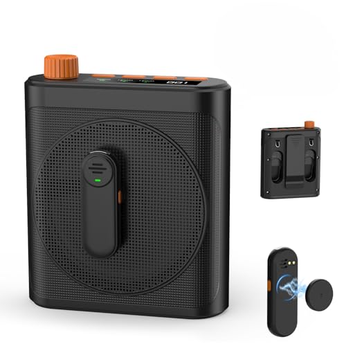 15W Wireless Voice Amplifier with 2 Magnetic Lavalier Mics & Noise Reduction - Bluetooth 5.3 PA System for Teachers, Tour Guide, Yoga - 15H Rechargeable Battery, Waist-Mount Design (Black)