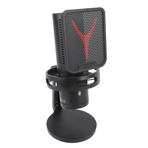 AMONIDA Gaming Microphone, USB Condenser PC Mic with Touch Sensitive Mute Buttons & RGB Light, Streaming Podcast Microphone, Ideal for 10 11 OS X Devices Gaming & Podcasts