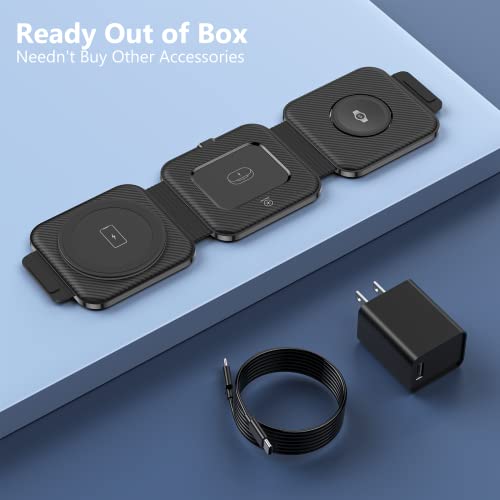 Travel Charger for Samsung Multi Devices, Foldable 3 in 1 Wireless Charging Station Fast Charging Stand/Pad Compatible for Samsung Galaxy S26/S25/S24/S23/Note20 GalaxyWatch8/7/6 Galaxy Buds4 - color: Black