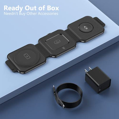 Travel Charger for Samsung Multi Devices, Foldable 3 in 1 Wireless Charging Station Fast Charging Stand/Pad Compatible for Samsung Galaxy S26/S25/S24/S23/Note20 GalaxyWatch8/7/6 Galaxy Buds4 - color: Black