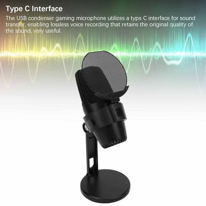 Gaming Microphone, USB PC Noise Cancellation Condenser Mic with Quick Mute for Gaming, Streaming Podcasts Videos Twitch, Discord (Black)