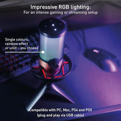Cherry UM 9.0 PRO RGB, USB Microphone with RGB Lighting, for Gaming, Streaming, Podcast, ASMR, 4 Polar Patterns, Compatible with PC/Mac/PS4/PS5, Black/Copper - color: UM 9.0 RGB PRO