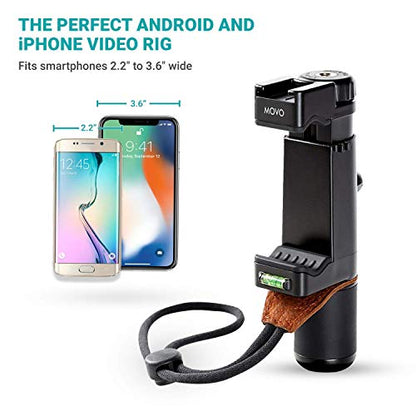 Movo Smartphone Video Rig with Shotgun Microphone, Grip Handle, Wrist Strap for iPhone 5, 5C, 5S, 6, 6S, 7, 8, X, XS, XS Max, 11, 11 Pro, Samsung Galaxy, Note and More