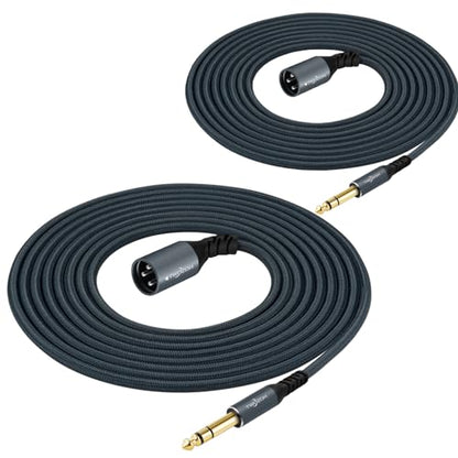 Twozoh XLR Male to 1/4 TRS Stereo Audio Cable 3.3FT 2 Pack, Braided Jack 6.35mm to XLR Male 3Pin Guitar Cable (Professional/HiFi) - color: 1/4 to XLR Male 2-Pack, size: 3.3FT