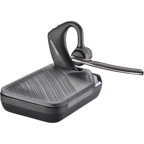 Poly Voyager 5200 UC Bluetooth Headset 7K2F3AA Bundle with Goby Labs Cleaner, Fiber Cloth, Ear Tips, Case, Cable | For Calls, Meetings & Communication | Includes Case + Cleaner + Microfiber Cloth + Charging Cable (7K2F3AA)