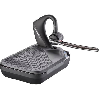 Poly Voyager 5200 UC Bluetooth Headset 7K2F3AA Bundle with Goby Labs Cleaner, Fiber Cloth, Ear Tips, Case, Cable | For Calls, Meetings & Communication | Includes Case + Cleaner + Microfiber Cloth + Charging Cable (7K2F3AA)