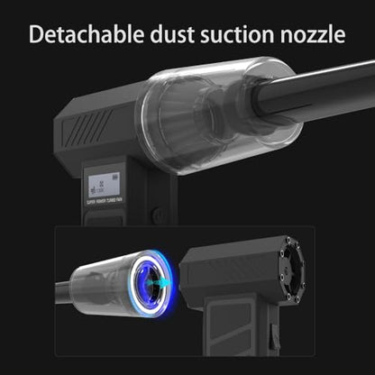 Compressed Air Duster - 130,000RPM Super Power Electric Air Duster with 3 Speed Settings & LED Light - Portable Computer Air Duster for Computer, Keyboard, House, Outdoor and Car
