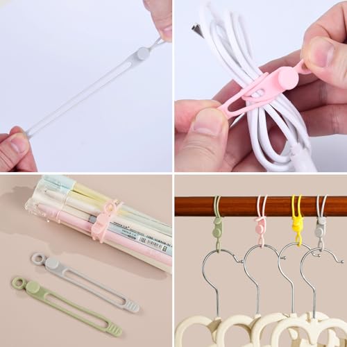 10Pcs Silicone Cable Ties Reusable Cord Organizers | for Earphones, Chargers, PC Wires, Ideal for Home Office Travel