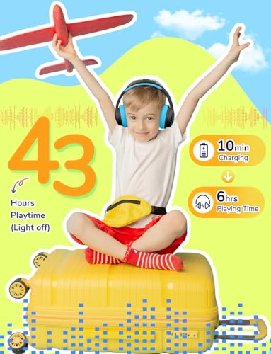 iClever BTH18 Kids Bluetooth Headphones LED Lights for Toddler Boys Girls | SafeSound Tech, 43H Playtime Stereo Sound, USB C Charging AUX Cable, Over Ear Kids Headphones Wireless for iPad/Tablet/Travel - color: Purple & Black