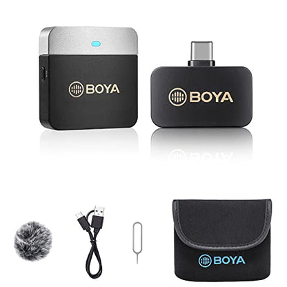 BOYA Wireless Lavalier Microphone 2.4GHz Duan Channel Wireless Micrrophone System with Transmitter and 1 Receiver for Camera iPhone Android Phone Video Recording YouTube Vlog Live Streaming (BY-M1V3) - size: BY-M1V3