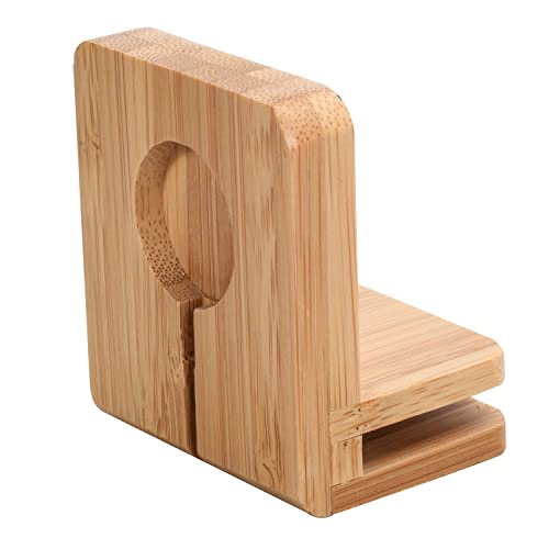 MobileVision Bamboo 10-Port Charging Station & Compatible Adapter for Apple Watch Combo for use with Watch, Smartphones & Tablets - color: Stand + Apple Watch Adapter