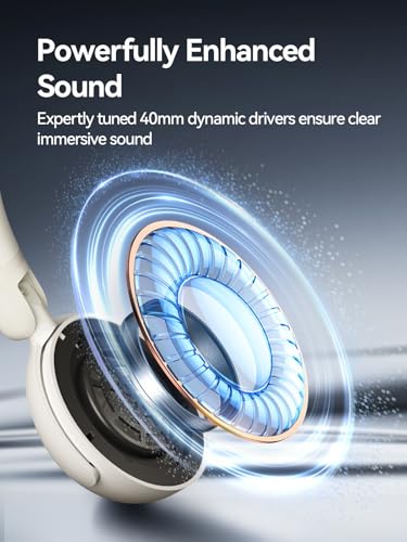1MORE HQ20 Wireless On-Ear Headphones with Microphone, 85dB Safe Volume, 65H Playtime, Lightweight Foldable Bluetooth Headphones for School/Travel, Android and iOS Compatible, White - color: White