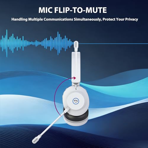 Bluetooth Headset with Microphone, Wireless Headset AI Noise Cancelling | Computer Headphone for Clear Call＆Meeting 47H Work, Dual-Mode Bluetooth 6.0 & 2.4GHz Dongle, Office/PC/Phone/Teams