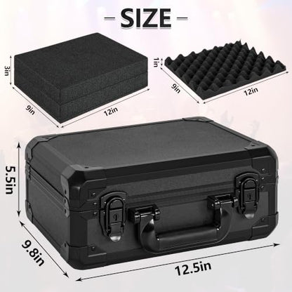12.6 Inch Carrying Case with Customizable Pre-Diced Foam | Aluminum Case, Aluminum Alloy Sturdy Build, Storage Case for Microphone, Equipment, Camera, Tools, Recorder, etc - size: 12.6x9.8x5.5 Inch