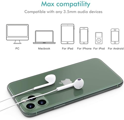 2 Pack Wired iPhone Earbuds/Headphones/Earphones with 3.5mm Wired | [MFi Certified] with Mic, Volume Control Compatible with iPhone,iPad,iPod,Computer,MP3/4,Android Most 3.5mm Audio Devices