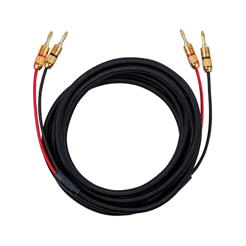 Fluance High-Fidelity 12 Gauge Speaker Wire with Dual Gold-Plated Banana Plugs, 12 Feet Oxygen-Free Pure Copper (OFC) Cable, Nylon Braided Jacket (SW512)