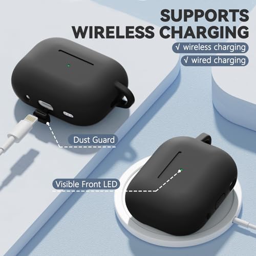 Ljusmicker for AirPods Pro 3 Case 2025 with Magnetic Lock,Black | Soft Silicone Protective Cover for Apple AirPod Pro 3rd Generation Case with Cleaner Kit & Keychain for Women Men,Shockproof - color: A1-Black