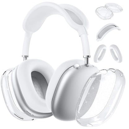 for AirPods Max case Cover,Anti-Scratch Ear Pad Case Cover/Ear Cups Cover/Headband Cover for AirPods Max. Clear Soft TPU and Silicone,Skin Scratch Proof. - color: 3PC-Glitter White