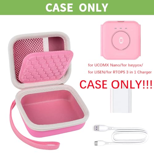 Hard Case for UCOMX/Hicober 3-in-1 Charger, Box Only | Hard shell case for UCOMX, Hicober, Iseyyox, LISEN and RTOPS 3-in-1 charger users, with divider and mesh pocket - color: Pink