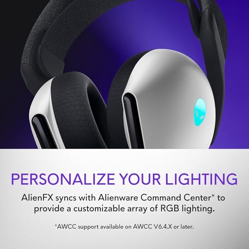 Alienware Wireless Gaming Headset AW725H | Bluetooth / 2.4GHz, Hi-Res Audio, Dolby Atmos, RGB Lighting, Lunar Light - color: Lunar Light