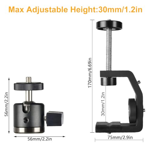 UTEBIT Super Clamp Mount with Mini Ball Head Mount, 30mm - size: 30mm