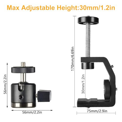 UTEBIT Super Clamp Mount with Mini Ball Head Mount, 30mm - size: 30mm