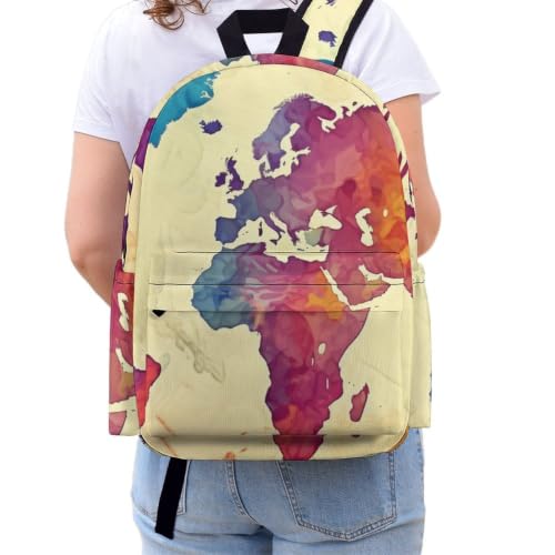 Travel Backpack for Women Men Carry On Backpack Coffee Collection Laptop Bag Lightweight Casual Daypack - color: Colorful Map