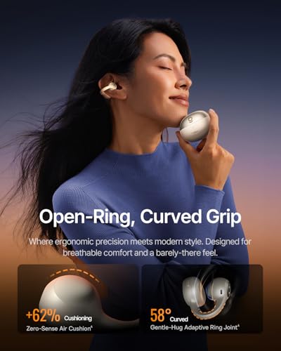 Baseus Inspire XC1 Open Ear Clip-On Earbuds, Sound by Bose, Dolby Audio, Adaptive Tunning Sound, Hybrid 2-Way Driver, Zero-Sense Air Cushion, 4-Mic Adaptive Clear Calls, IP66 Waterproof, 40H Playtime - color: Starlight Off-White