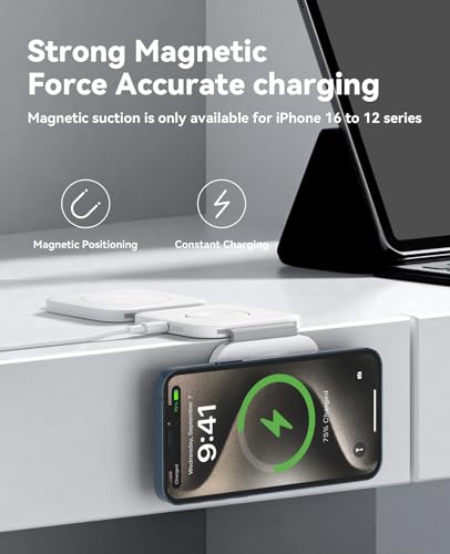 애플용 3 in 1 충전 스테이션, 접이식 마그네틱 무선 충전기 도크 | 여러 장치용 여행용 충전 패드 아이폰 17 16 15 14 13 12 프로 맥스 플러스 애플 워치 시리즈 및 에어팟 4/3/2/프로 - size: 1팩