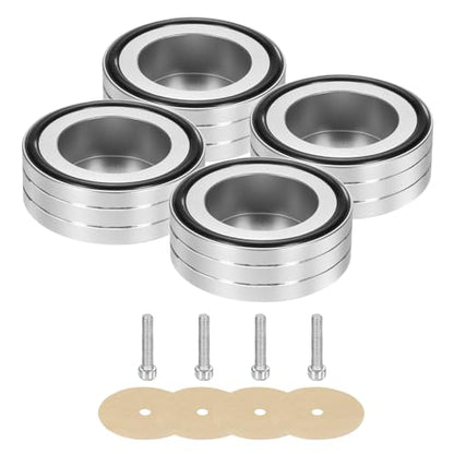 MECCANIXITY 8 Pcs Subwoofer Isolation Pad, 58x22mm Speaker Isolation Pad Feet Speaker Spikes Turntable Audio Studio Monitor Isolation Pad for Audio Equipment, M4 Screws Silver