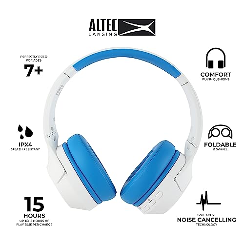 Altec Lansing - Kids Bluetooth Headphones, Wireless Over Ear - color: Whiteout Wave Blue