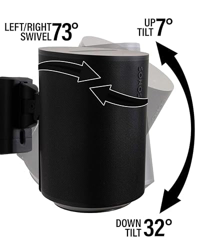 Sanus Single Black Speaker Mount for Sonos Era 100 - Swivel & Tilt, Easy 15-Minute Install - color: Black Single
