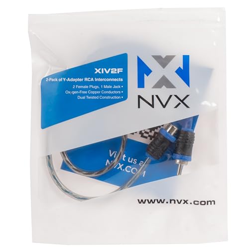 xiv2f | Oxygen Free Copper Twisted Pair V-Series with Shielded Noise Reduction and Split-tip Silver-Plated ends (2-pack) - size: 1 Male to 2 Female Y-Adapter