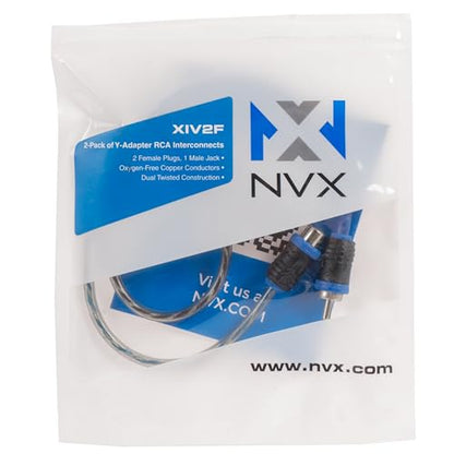xiv2f | Oxygen Free Copper Twisted Pair V-Series with Shielded Noise Reduction and Split-tip Silver-Plated ends (2-pack) - size: 1 Male to 2 Female Y-Adapter