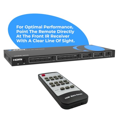 OREI 4x2 HDMI Matrix Switch 4K with Audio Extraction, ARC, EDID, Downscale