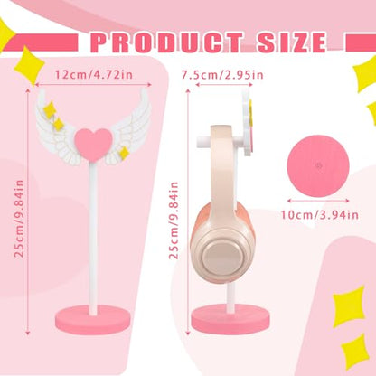 Kingdder Wings Headphone Stand Cute Pink Wood Headphone Stand Gifts | Decorative Desk Accessory for Gamer Room Office, Adorable Headphone Organizer, Gift for Young Women Wife Teacher Girlfriend - style: Wings
