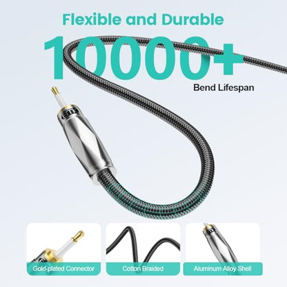 EMK Toslink to Mini Toslink Optical Audio Cable 24K Gold-Plated Digital S/PDIF Fiber Optic Cables for Home Theater,Sound Bar,TVs,Amplifiers,Hi-Fi Systems (26FT/8M) - size: 26FT/8M