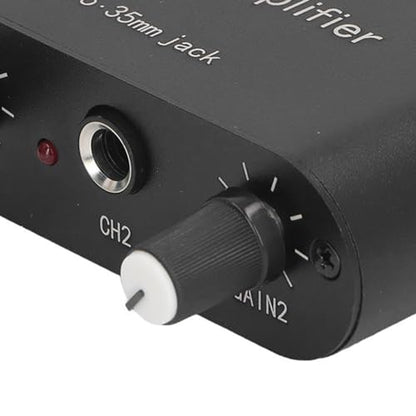 Dual Channel Sound Preamplifier Professional Grade 1/4 Inch 6.35mm 0 to 20db Gain Adjustable Amplifier Amp for Microphones Instruments Music Signals Aluminum Alloy Compact Size