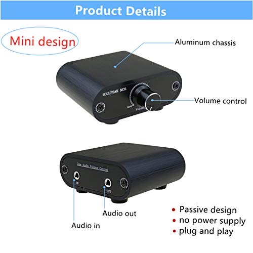 3.5 mm Audio Volume Controller, line Volume Control Box, 1/8" aux mini Inline attenuator knob -MC11