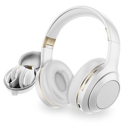 SENTRY OSH Over Ear Bluetooth Wireless Headphones, Active Noise Canceling -20dB Reduction, 22 Hour Battery Life, Control Buttons, Built in Microphone, USB C Charging and Carrying Case Included (White) - color: White