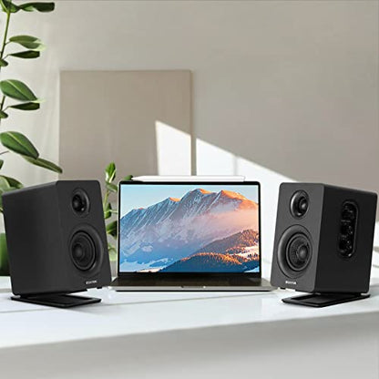 Sanyun SW601 15° Tilted Speaker Stands for 2-3 Inch Speakers (Pair, Black) | Aims Sound at Ear Level - Damping Foam Reduces Vibration - Steel Base - 4.4x5.3 in - Fits SW208 and 2-3 Inch Models - color: Black