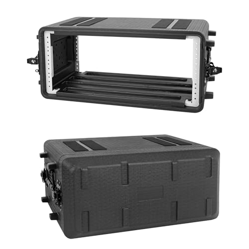 4U Rack Case 17" Depth Molded Amplifier Pro-Audio PA DJ Flight Road Travel Mount Waterproof Protective Hard Case With Customized Foam, Wireless Mic System Storage/Amp/Effect/Mixer - color: Black, size: 4U 17" Deep