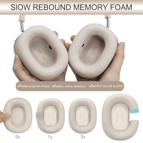 GEVO Upgraded Ear Cushions Replacement Earpads for AirPods Max 1 & 2 Headphones, Protein Leather Ear Pads Ear Covers Cups with Memory Foam and Magnet for AirPods Max 1 & 2 (Starlight) - color: Starlight