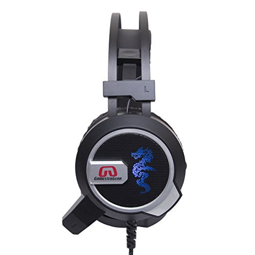 GamesterGear Falcon Over The Ear Stereo Pc Gaming Headset 3.5mm Surround Sound Audio with Omnidirectional Microphone - Led Lights - Volume Control