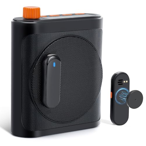 Voice Amplifier for Teachers, Dual Magnetic Lavalier Mic(Black) | Bluetooth Portable Rechargeable Speaker for Classroom, Meetings, Tour Guide Speeches, Public Speaking, Coaches, PA System - color: Black