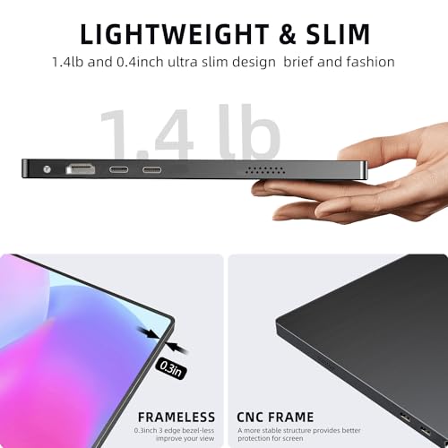 UPERFECT Portable Monitor, 15.6" IPS 1920X1080 FHD Eye Care Travel Screen | USB C, HDMI, Dual Speaker, VESA, Gaming Monitor, External Monitor for Laptop PC Phone w/Case - size: 15.6
