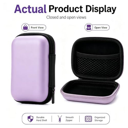 Headphone Case Hard Edge Zipper Bag Compact Portable Headset Storage Bag For Wireless,Headphones Earbuds Cables Charging Cable Travel Waterproof Commuting Home - color: Pink