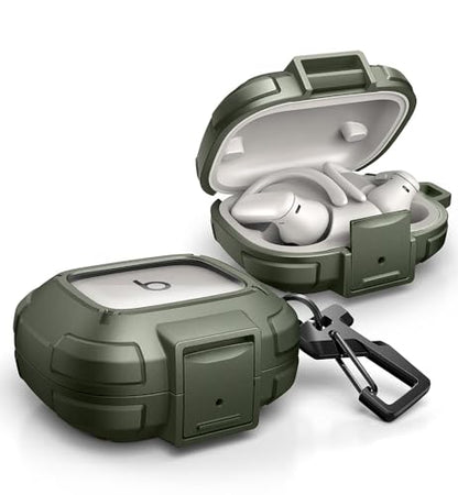 Dexnor for Beats Powerbeats Pro 2 Case with Drop-Proof Lock, Shockproof Rugged Bumper Cases Protective Cover with Carabiner & Keyring & Cleaner Kit for Powerbeats Pro 2 (2025) Green - color: Green